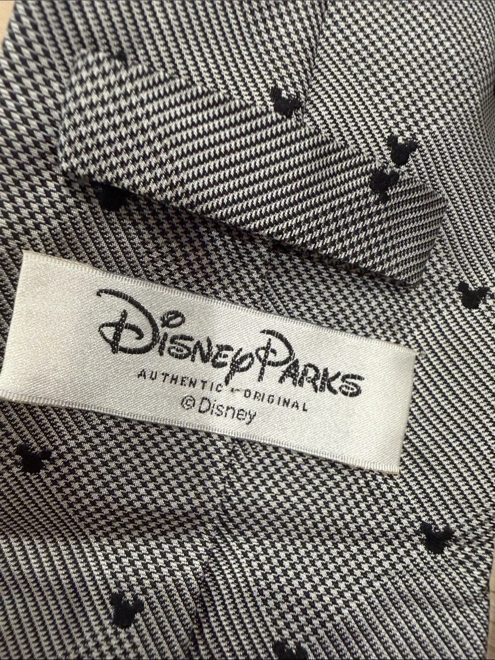 Disney Mickey Mouse Classic Gray Patterned Men's Tie - Black Dot Accent